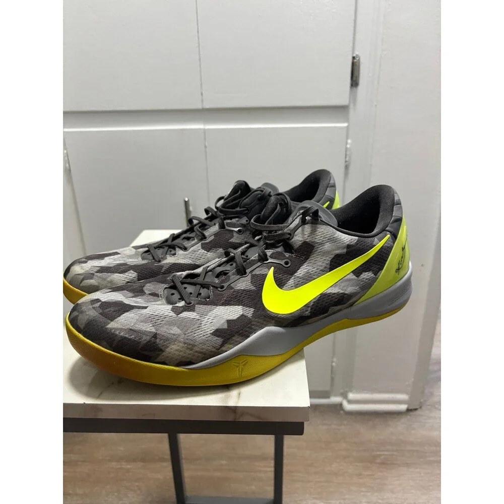 Nike Kobe 8 VIII System Grey Camo Volt #555035-063 Men's Size 16